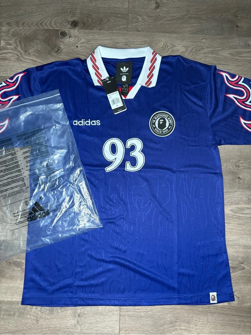 adidas SIZE M Men’s Royal Blue Football Jersey with White & Red Trim